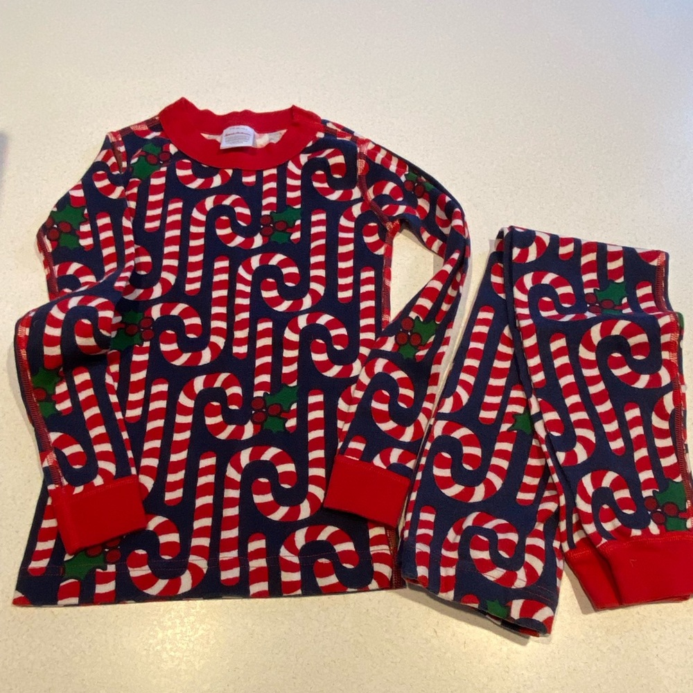 Hanna Andersson HA candy cane Christmas long johns LJs 110 5